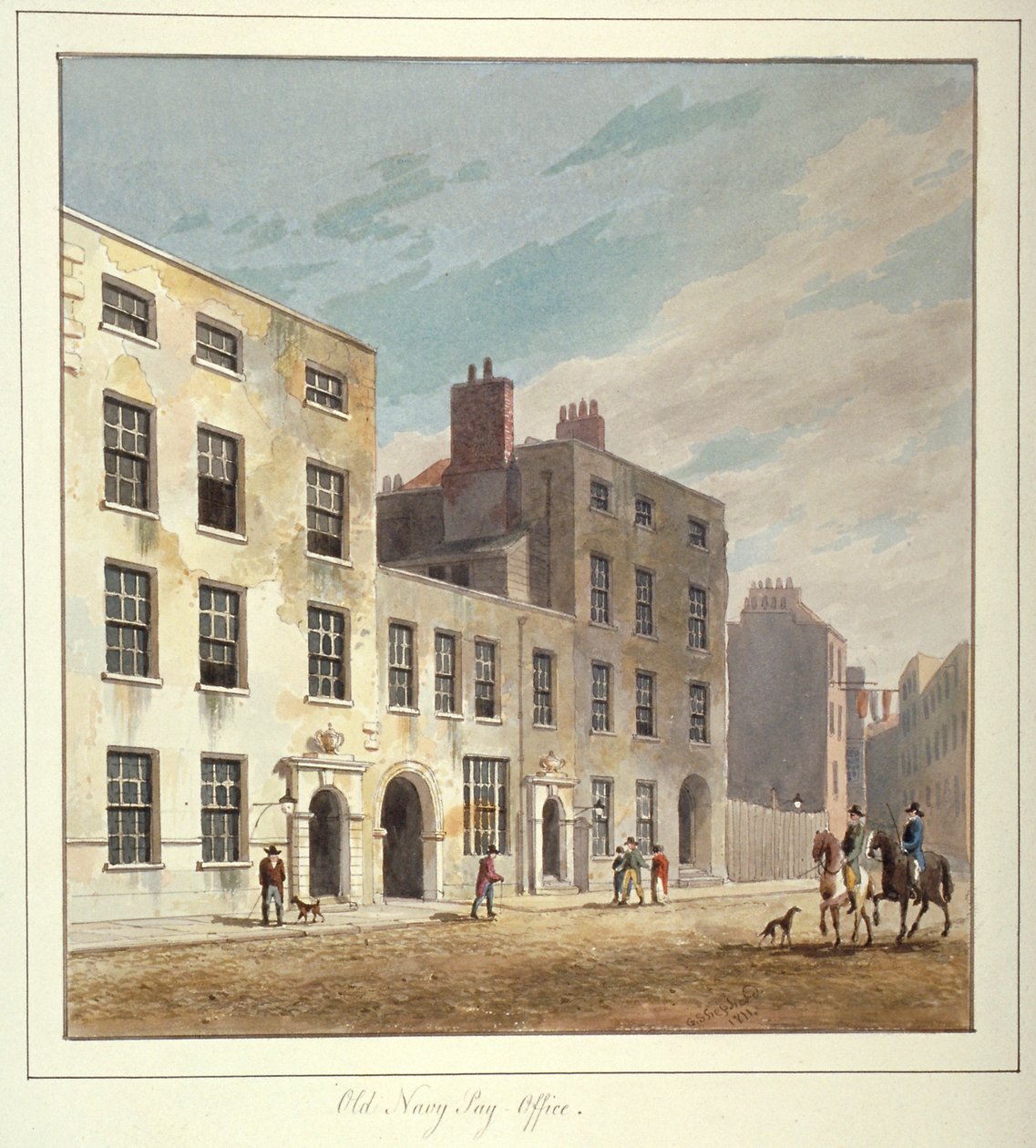 The Old Navy Pay Office, Old Broad Street, Cidade de Londres, 1811. de George Sidney Shepherd