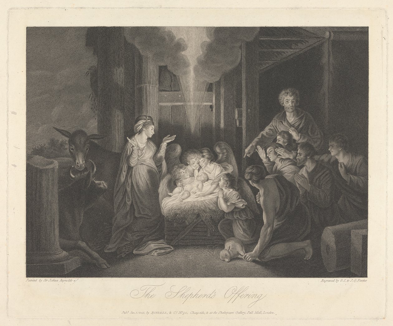 Janela Oeste da Capela, New College Oxford: A Oferta do Pastor, Cena de Natividade de George Siegmund Facius