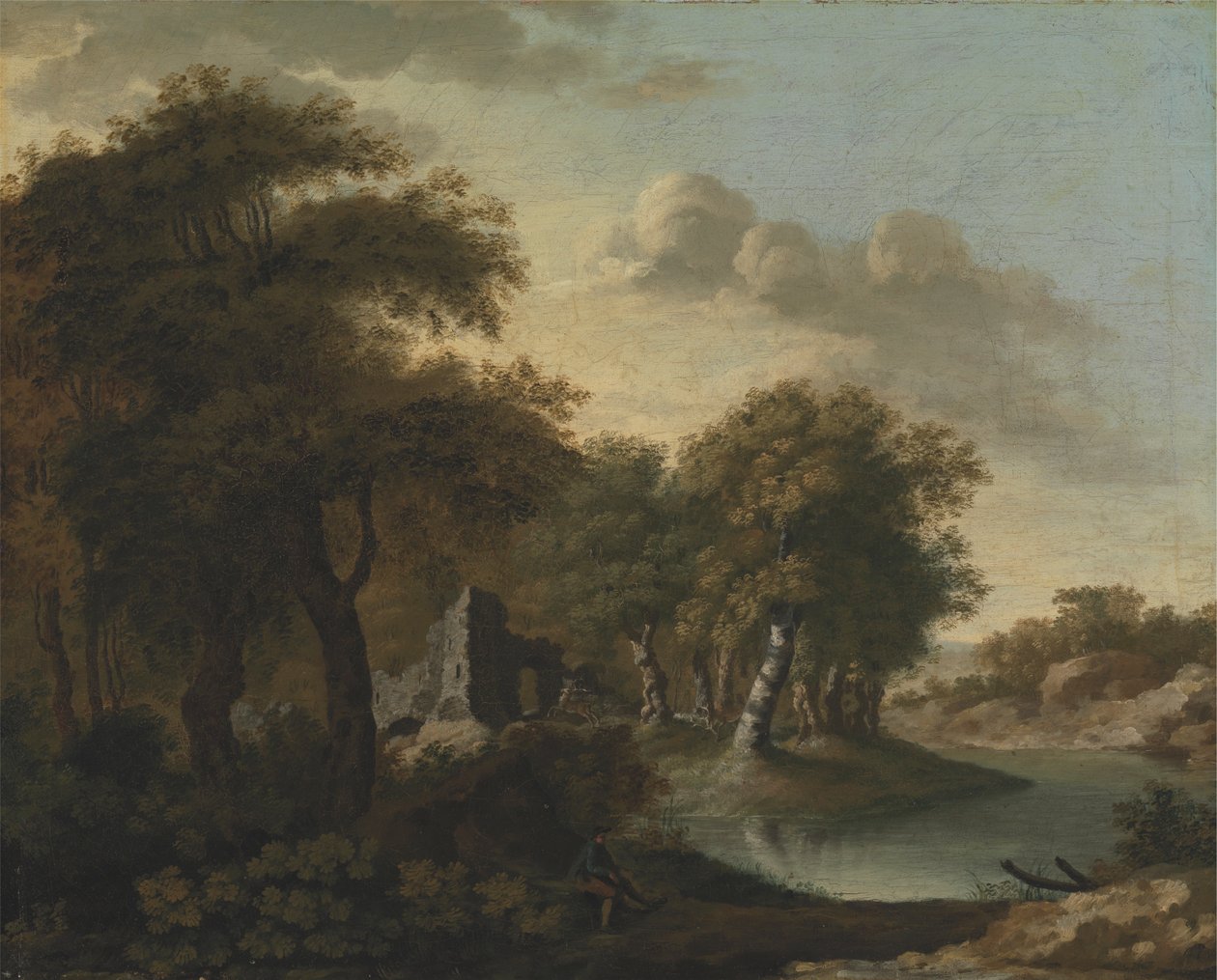 Uma Vista Perto de Arundel, Sussex, com Ruínas por Água de George Smith