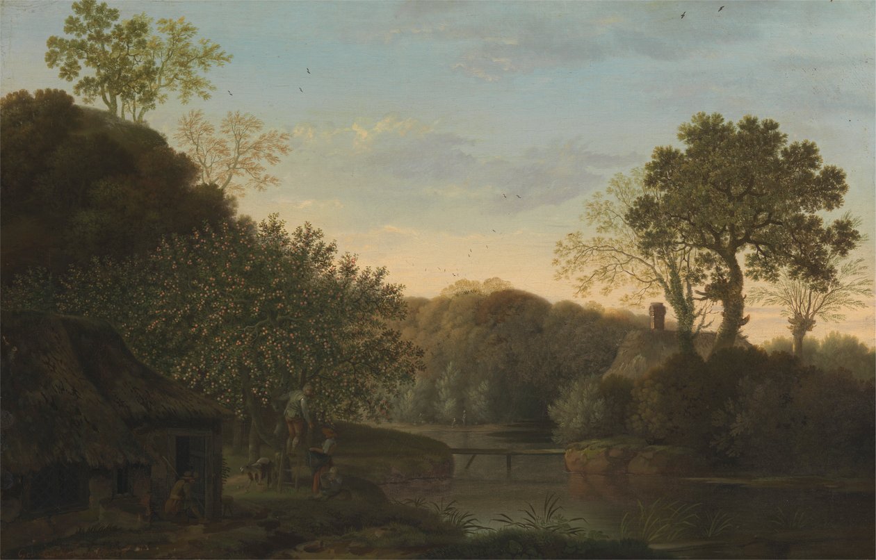 Uma Paisagem de Outono com Colhedores de Maçã de George Smith