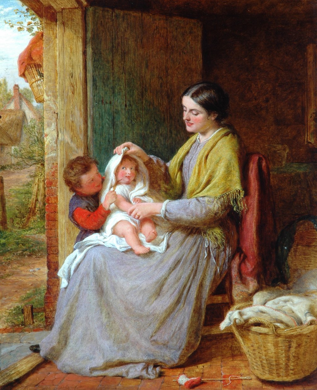 Brincando com o bebê, 1863 de George Smith