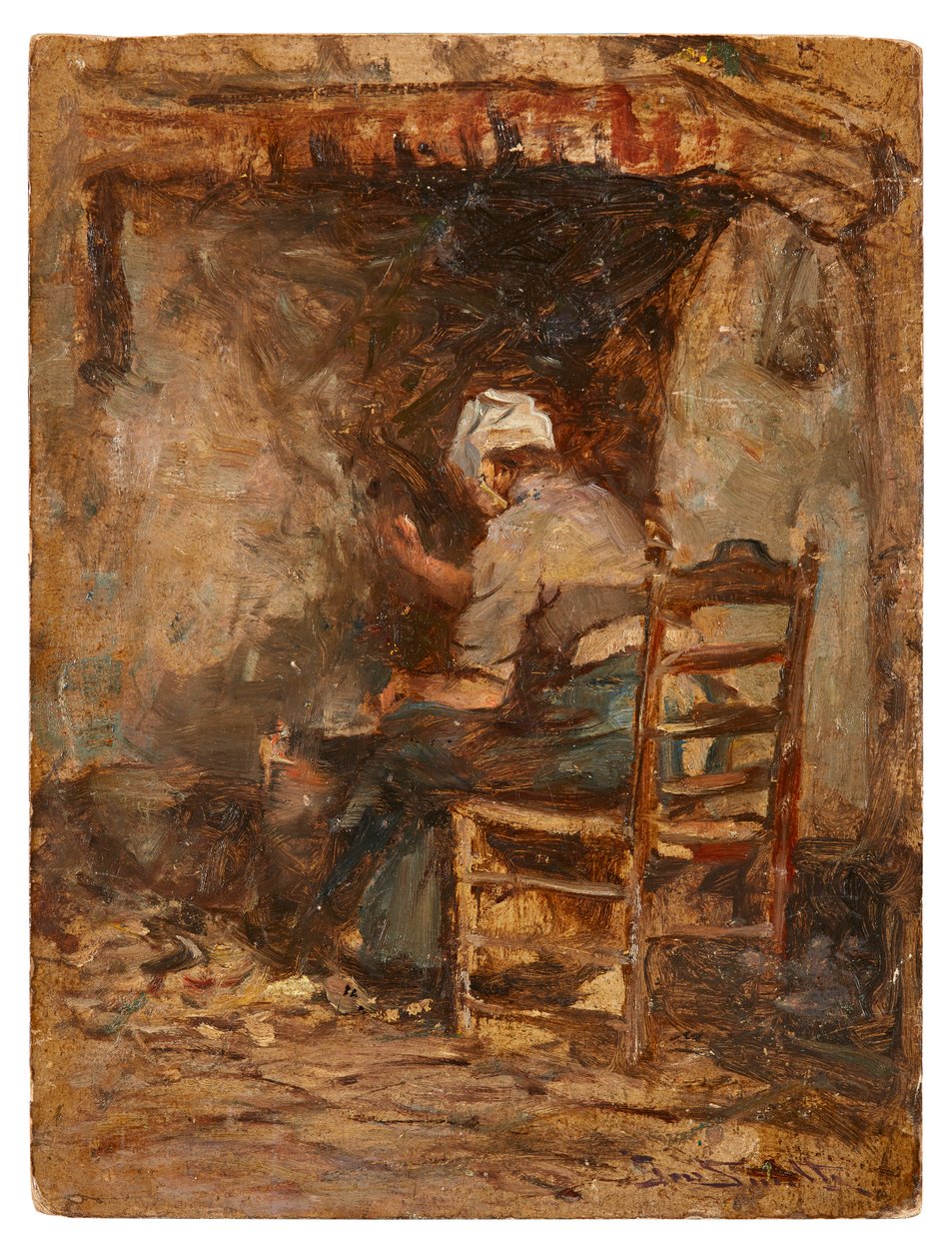 Esboço de uma leiteira (óleo a bordo) de George Smith