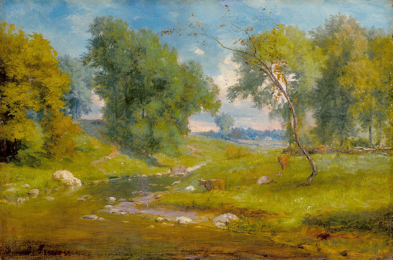 Em The Meadow (óleo sobre tela) de George Snr. Inness