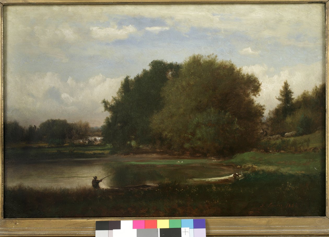 Paisagem, 1860 (óleo sobre papel colocado no painel) de George Snr. Inness