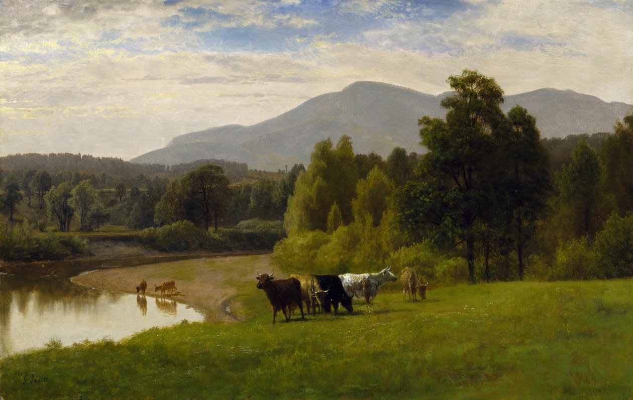 Pasture Lands, 1867 (óleo sobre papel no baord) de George Snr. Inness