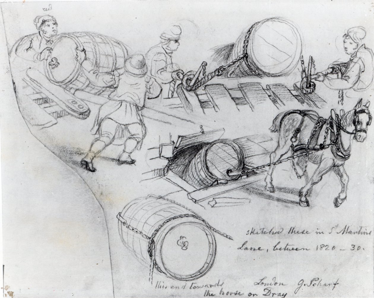Draymen e cavalo, c.1820-30 de George Snr Scharf