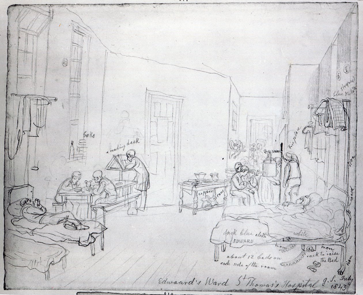 Ala de Edward, Hospital St. Thomas, Londres, 1843 de George Snr Scharf