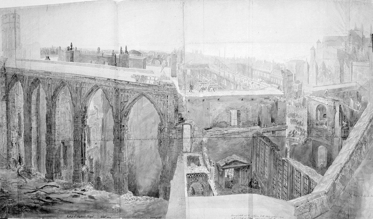 St. Stephen&39;s, Câmara dos Lordes depois do incêndio, 1834 de George Snr Scharf