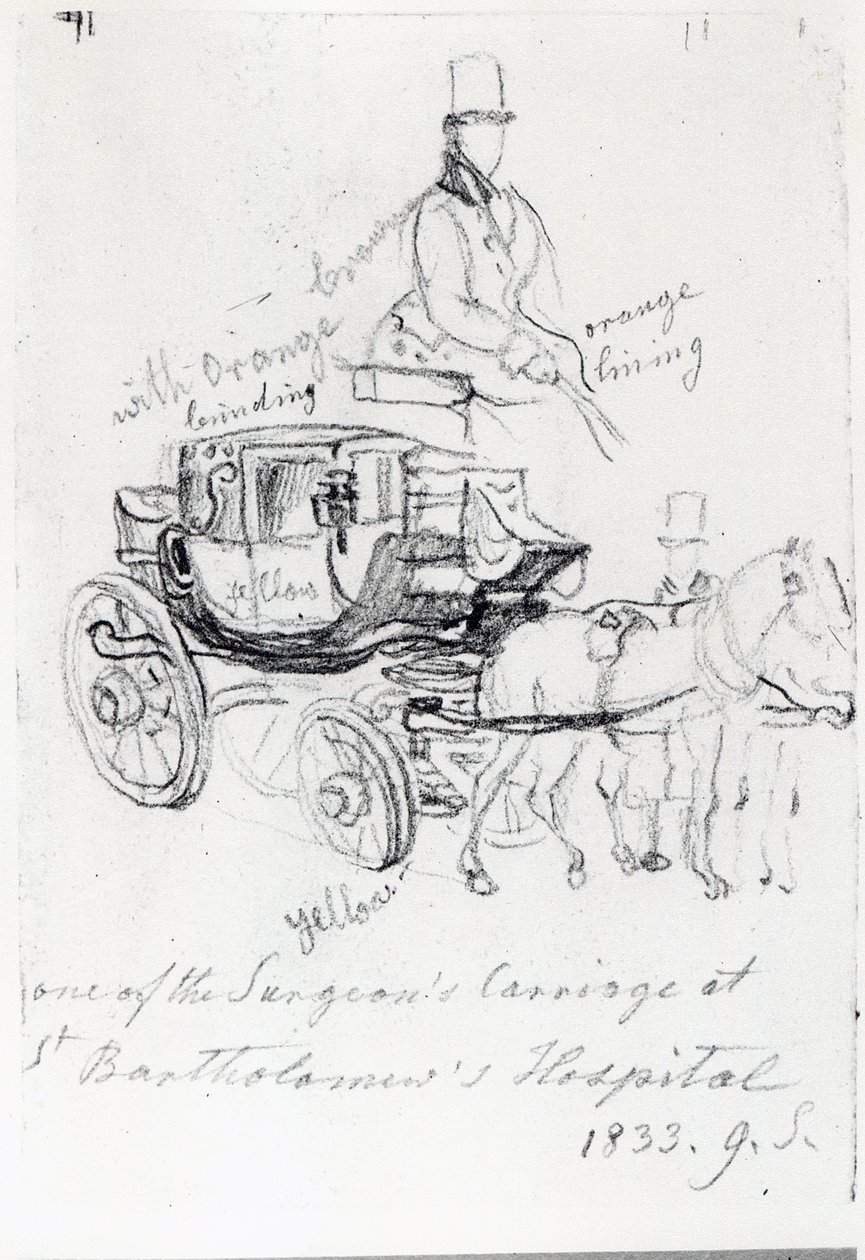 Carruagem do Cirurgião no Hospital St. Bartholomews, Londres, 1833 de George Snr Scharf