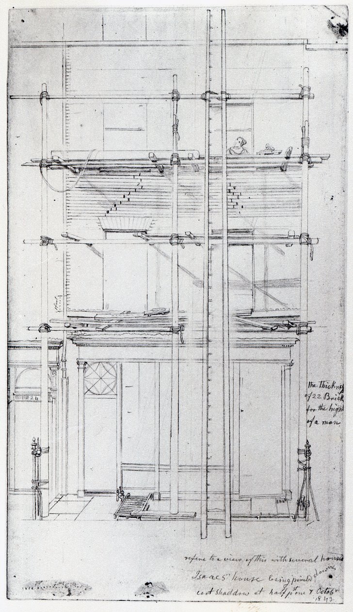 O exterior da casa de Issac sendo pintado, 1843 de George Snr Scharf