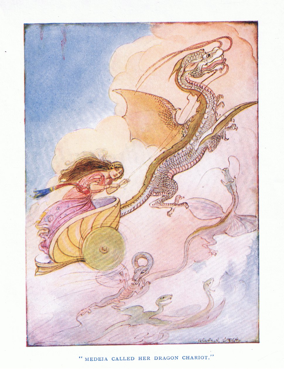 Medeia chamou sua carruagem de dragão, de The Heroes, publicada por George Allen e Unwin 1929 de George Soper