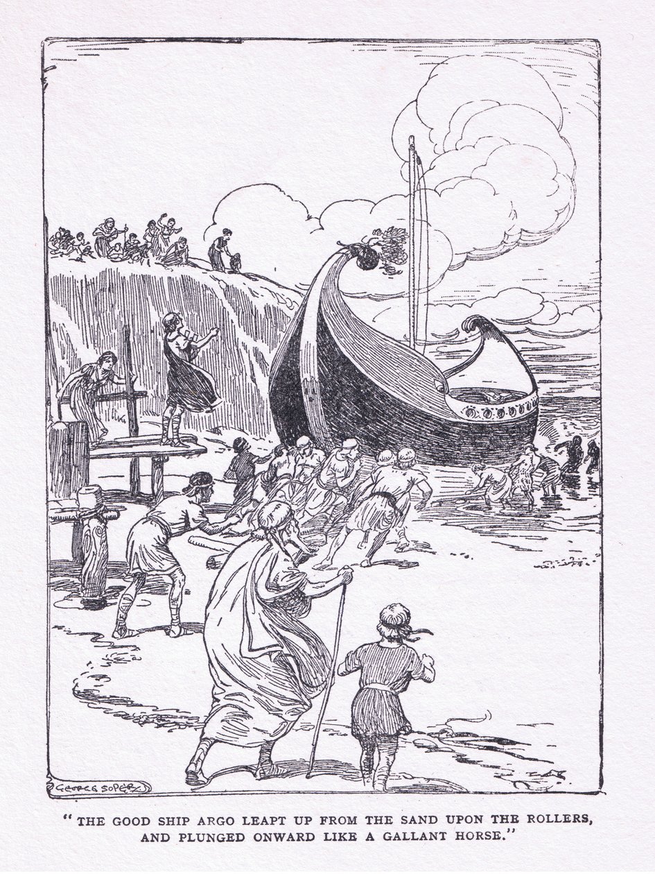 O bom navio Argo saltou da areia sobre os rolos e mergulhou para a frente como um cavalo galante, de The Heroes publicado por George Allen e Unwin 1929 de George Soper