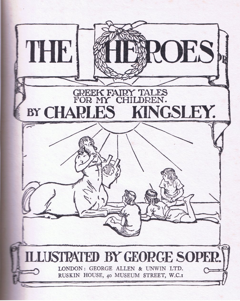 Design de página de título, de The Heroes publicado por George Allen e Unwin 1929 de George Soper