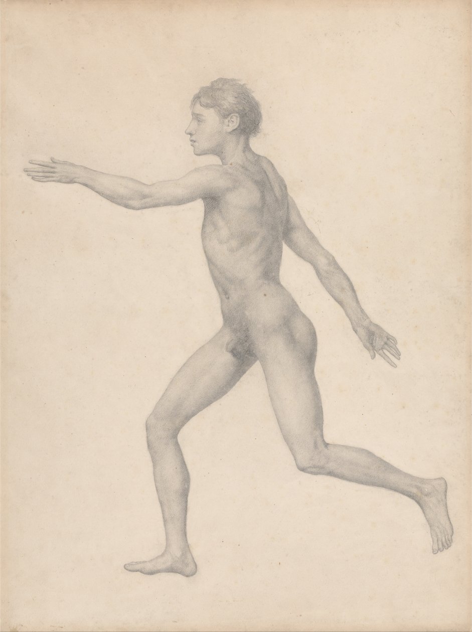 Uma exposição anatómica comparativa da estrutura do corpo humano com a de um tigre e de uma ave comum: Figura Humana, Vista Lateral, Não Dissecada (Estudo Finalizado para o Quadro VIII) de George Stubbs