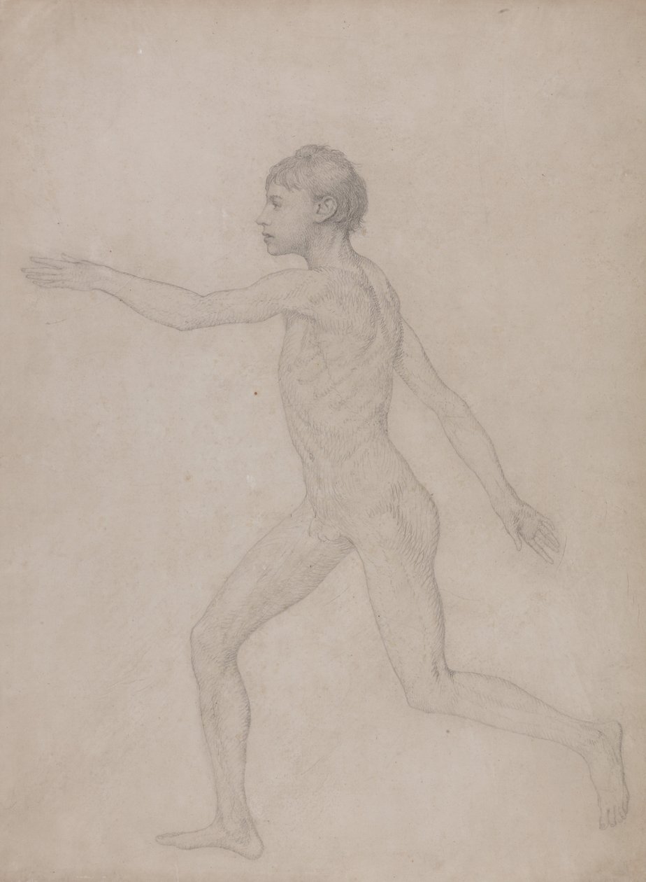 Uma exposição anatómica comparativa da estrutura do corpo humano com a de um tigre e de uma ave comum: Figura Humana, Vista Lateral (Esboço preliminar para o estudo final do Quadro VIII) de George Stubbs