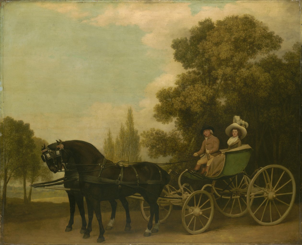 Um cavalheiro dirigindo uma senhora em um Phaeton, 1787 de George Stubbs