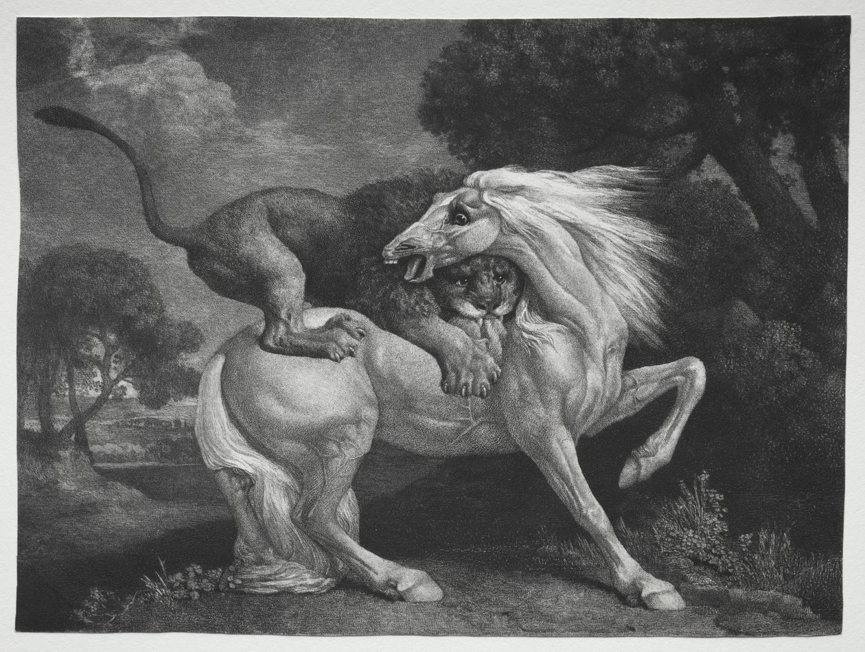 Um cavalo atacado por um leão de George Stubbs