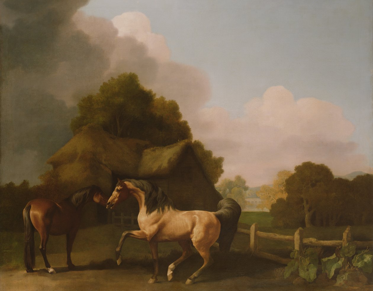 Um garanhão Roan e uma égua da baía de George Stubbs