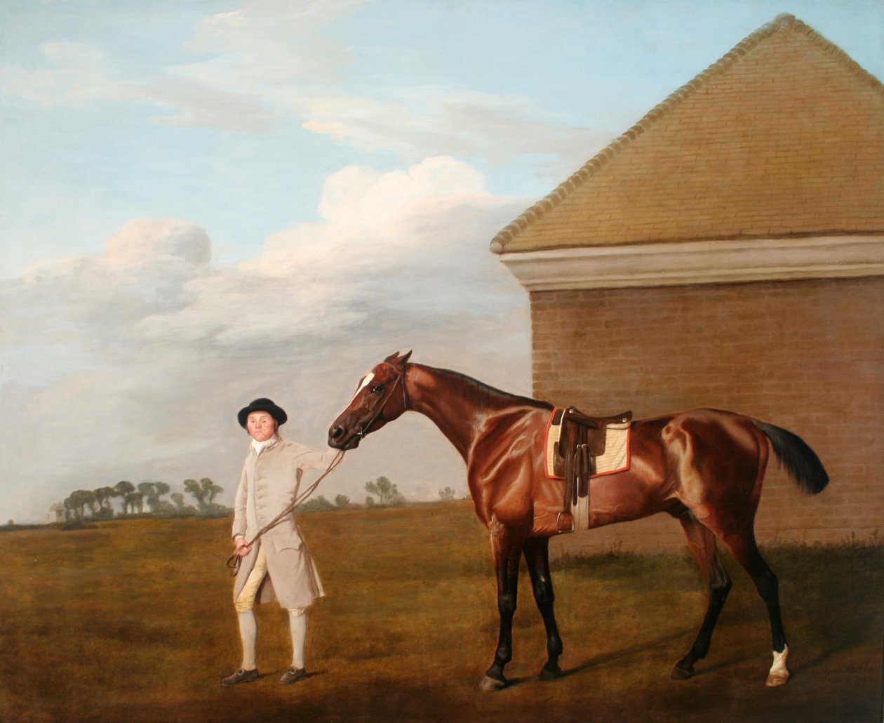 Firetail com o seu treinador junto à Rubbing-Down House em Newmarket Heath de George Stubbs