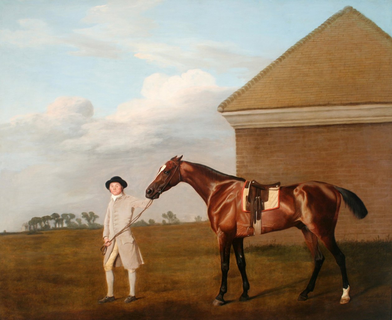 Firetail com o seu treinador junto à Rubbing-Down House em Newmarket Heath. Em 1774, a propriedade de Thomas Foley, Esquire[2] de George Stubbs