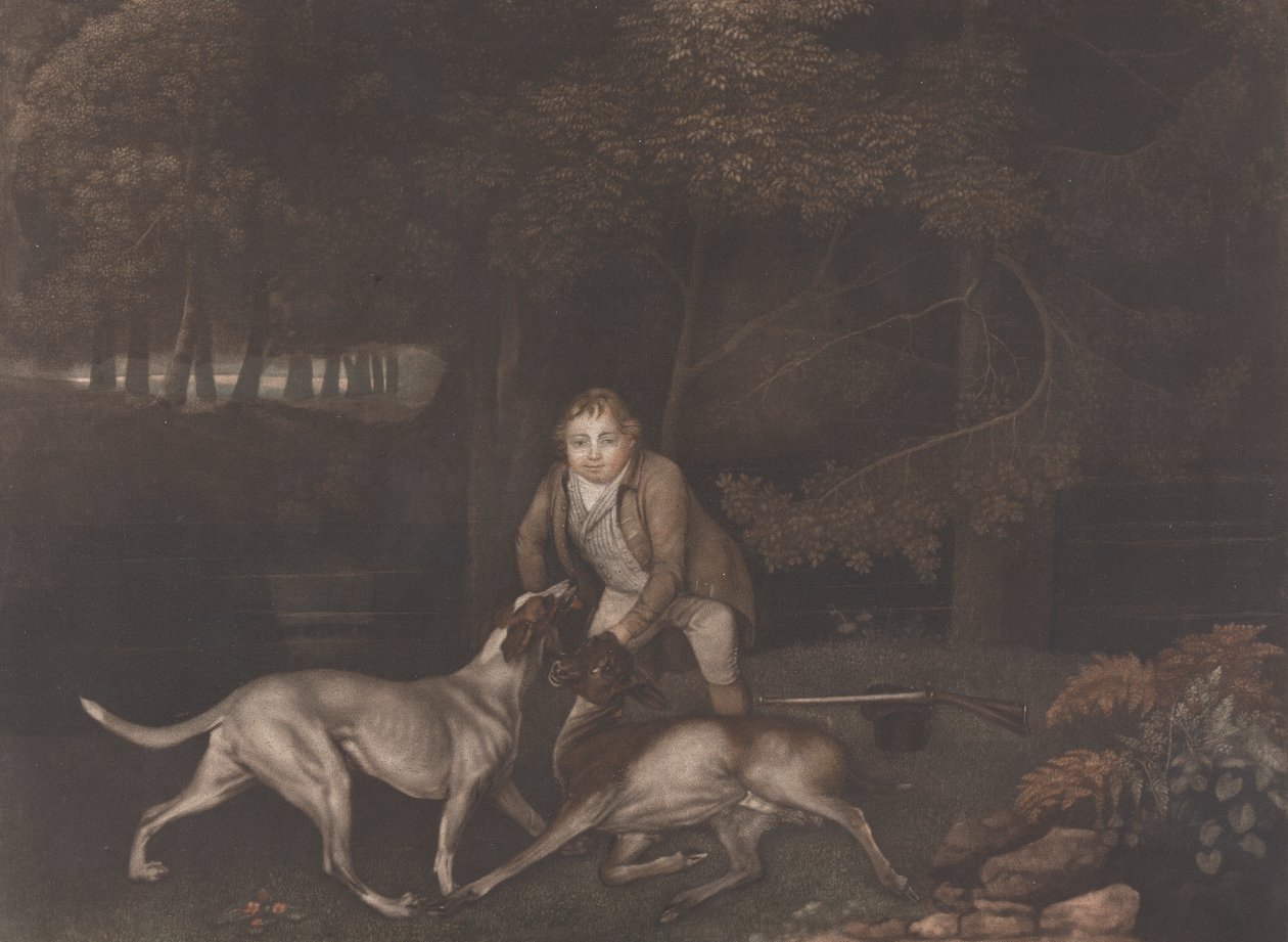 [Freeman, Guardião do Conde de Clarendon, com um cão de caça e uma corça ferida]: reemitido após a morte de Stubbs com o título: Morte da Corça de George Stubbs