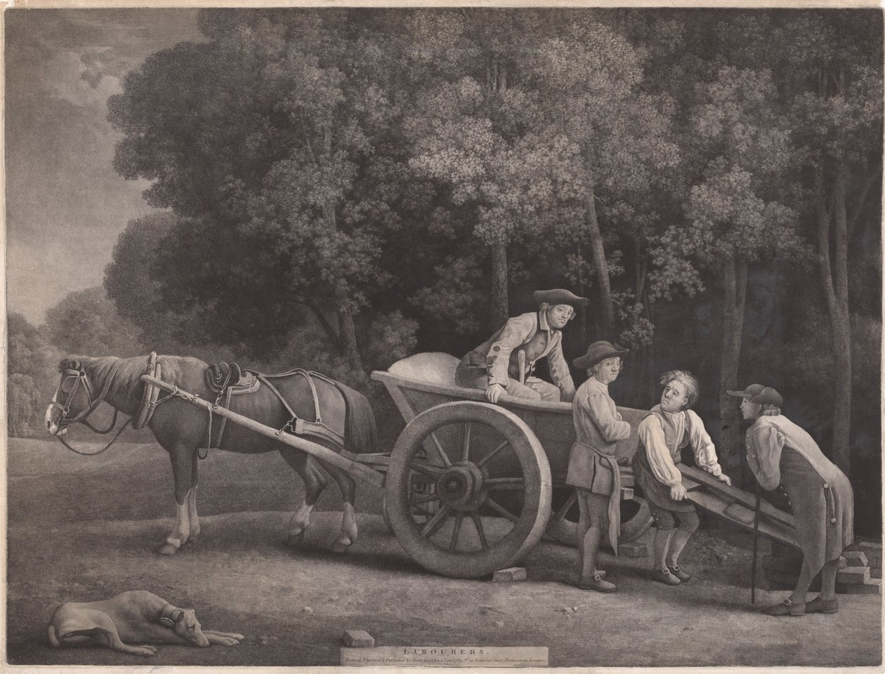 Trabalhadores, gravados pelo artista, pub. 1789 (gravura) de George Stubbs