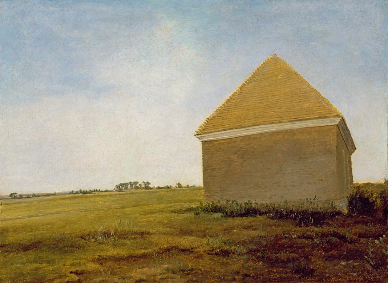 Newmarket Heath, com uma Casa de Esfregar, c.1765 (pós-restauração) (ver 111978) de George Stubbs