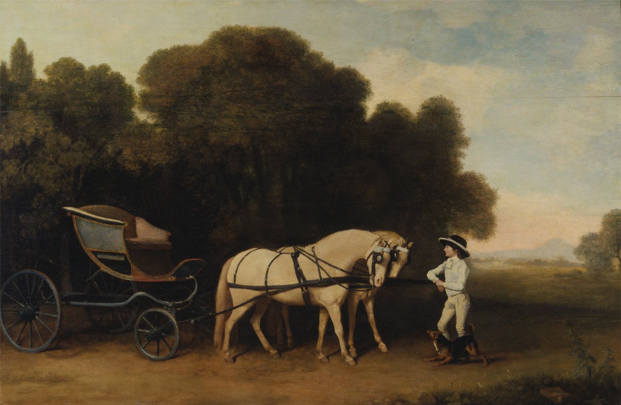 Phaeton com um par de Póneis de Creme e um Stable-Lad de George Stubbs
