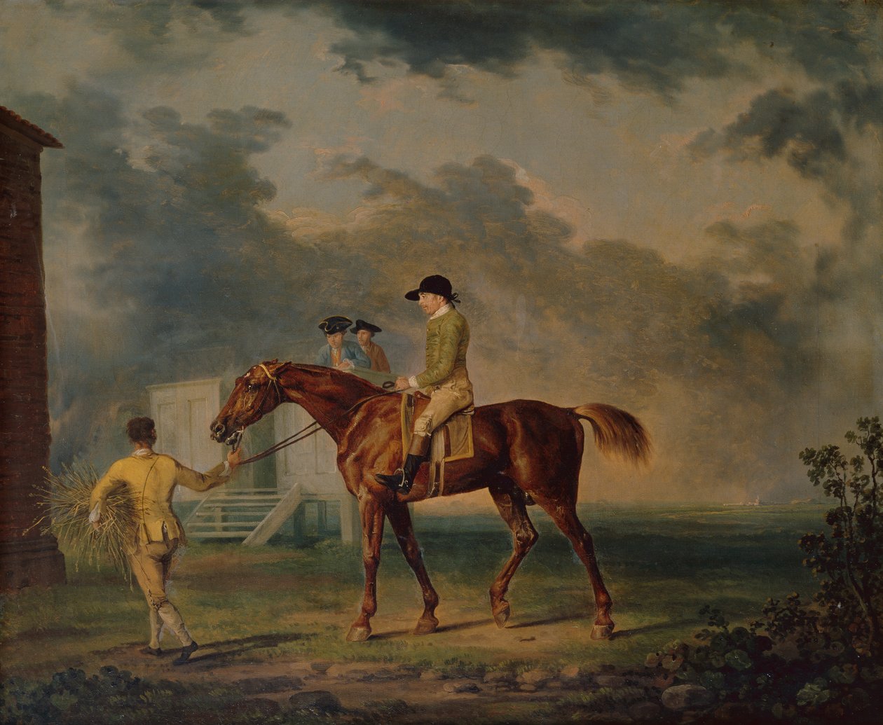 Sir Salomon, A Bay Racehorse com J.Singleton, Newmarket (óleo sobre tela) de George Stubbs