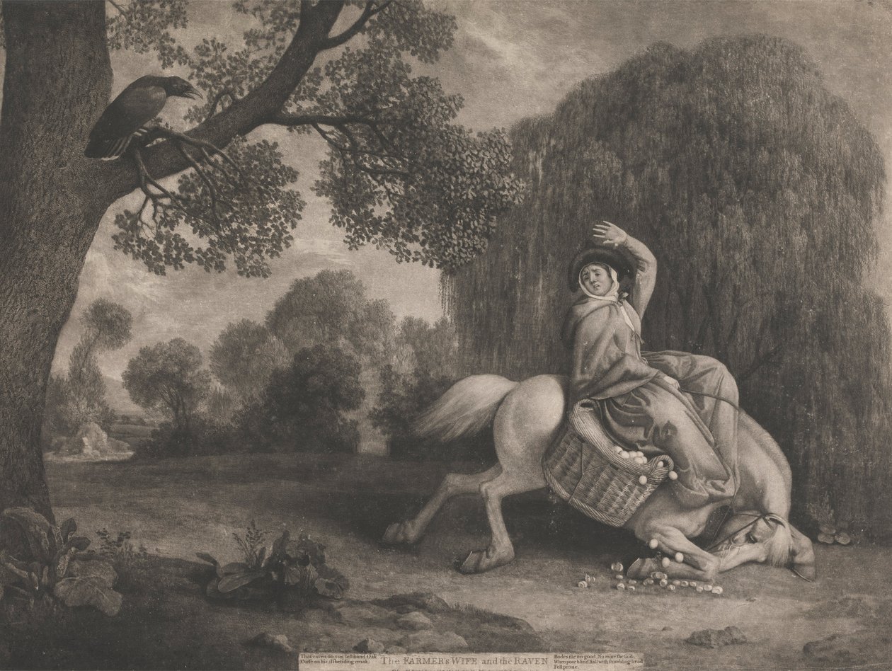 Os fazendeiros esposa e o corvo, gravado pelo artista, bar. 1788 (veja também 123112) de George Stubbs