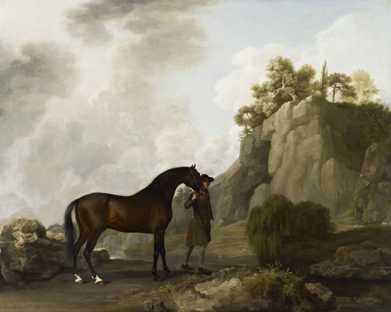 O garanhão árabe do Marquês de Rockingham (conduzido por um noivo em Creswell Crags) de George Stubbs