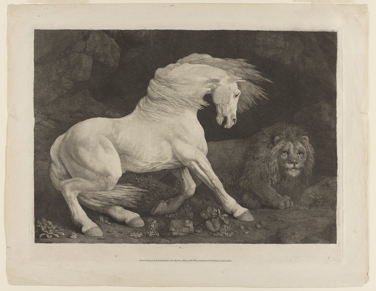Um cavalo assustado por um leão, após George Stubbs (1724-1806) de George Townley Stubbs