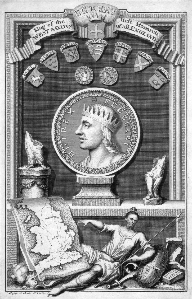 Egbert, o saxão, primeiro rei de toda a Inglaterra, século XVIII. de George Vertue