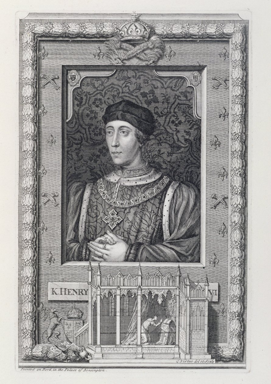 Henrique VI (1421-71) Rei da Inglaterra 1421-66 e 1470-71, depois de um retrato no Palácio de Kensington, gravado pelo artista de George Vertue