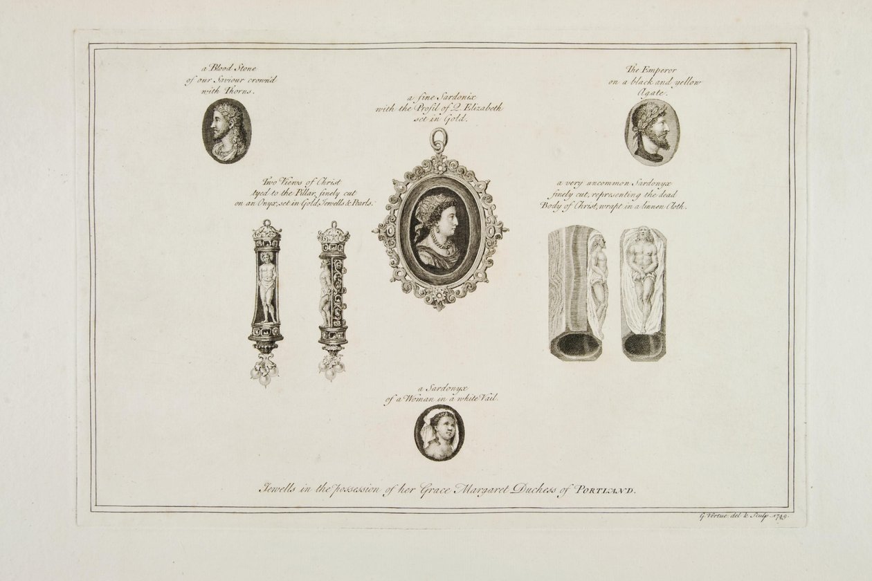 Jóias na posse de Sua Graça Margaret Duchess of Portland, 1749 de George Vertue