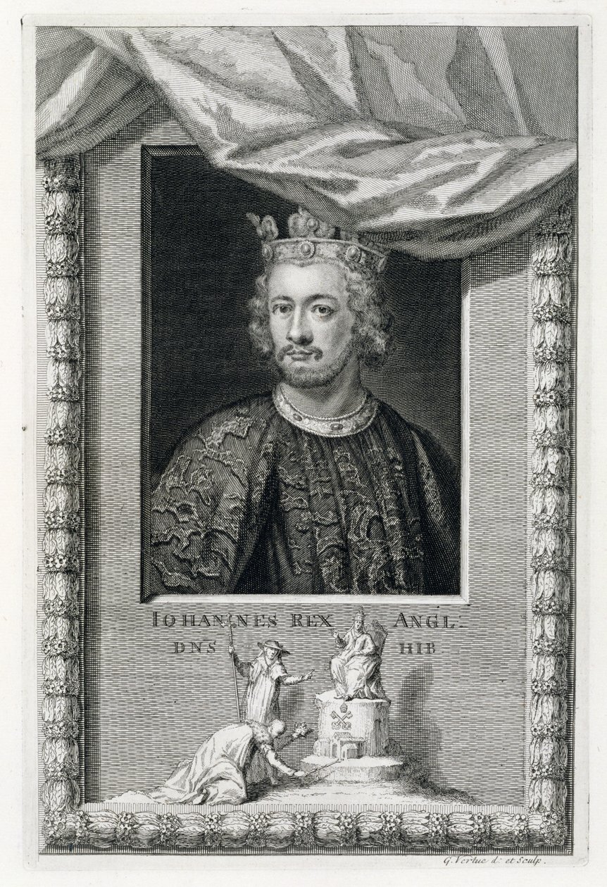 John (1167-1216) Rei da Inglaterra de 1199, gravado pelo artista (gravura) de George Vertue
