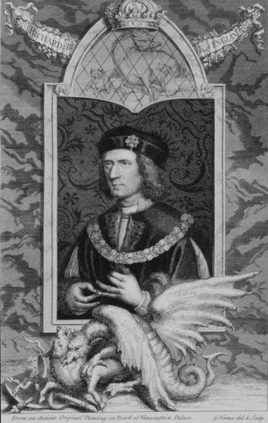 Ricardo III (1452-85) Rei de Inglaterra de 1483, depois de um retrato no Palácio de Kensington, gravado pelo artista (gravura) de George Vertue