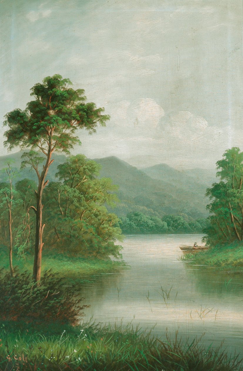 Barco no rio, 1801 de George Vicat Cole
