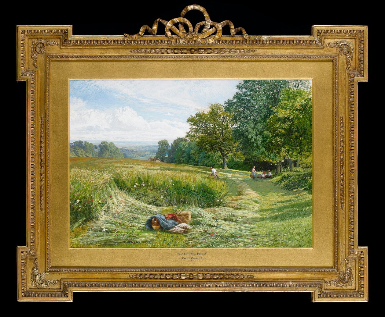 Tempo do feno perto de Leith Hill, Dorking, Surrey, 1860 (wc no papel) de George Vicat Cole