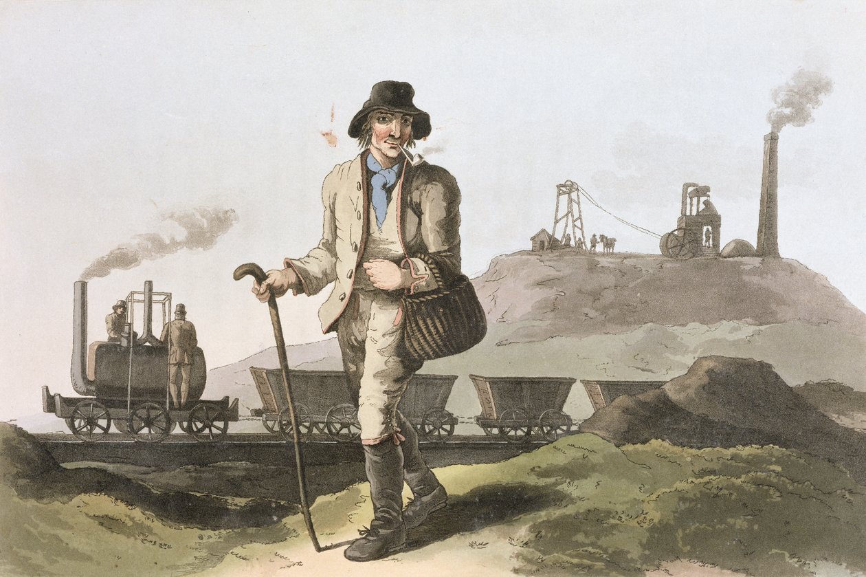 Locomotiva Blenkinsop em Middleton, perto de Leeds, a partir de "Traje de Yorkshire", gravado por Robert Havell (1769-1832) 1814 de George Walker