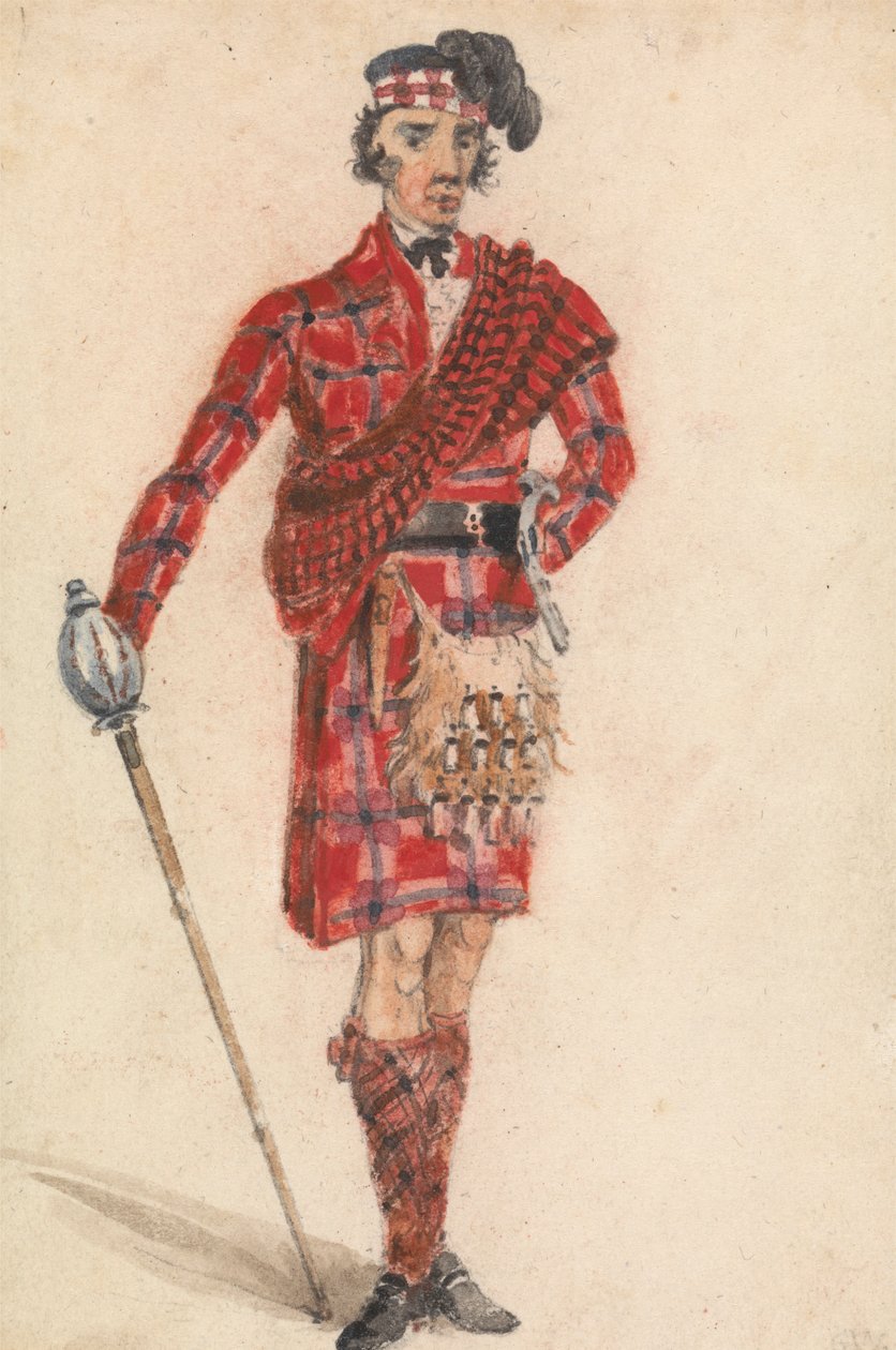Escocês com Espada; Vestido Moderno de um Chieftan das Terras Altas de George Walker