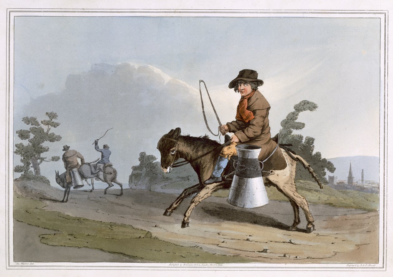 The Milk Boy, gravado por Robert Havell, o Velho, publicado em 1814 por Robinson and Son, Leeds de George Walker
