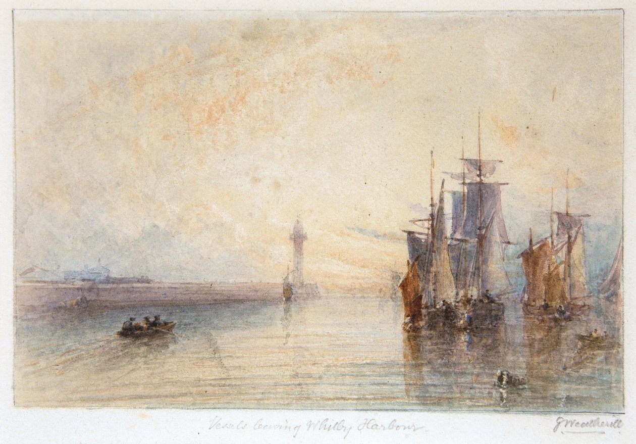 Navios que saem do porto de Whitby (aguarela) de George Weatherill