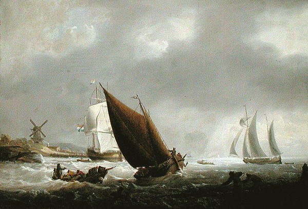 Expedição de um estuário holandês (óleo sobre tela) de George Webster