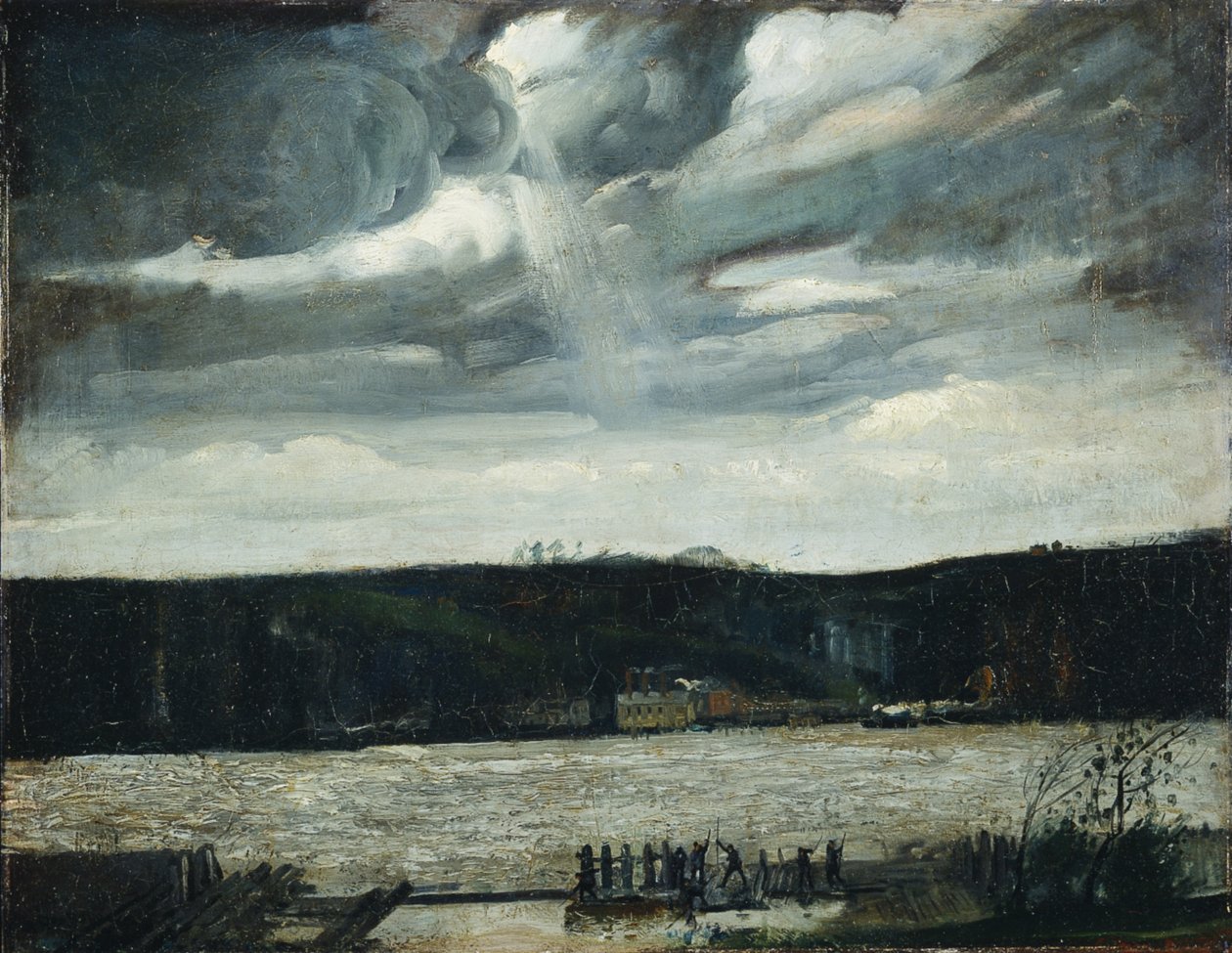 Um dia nublado (rio Hudson: bátega a aproximar-se) de George Wesley Bellows