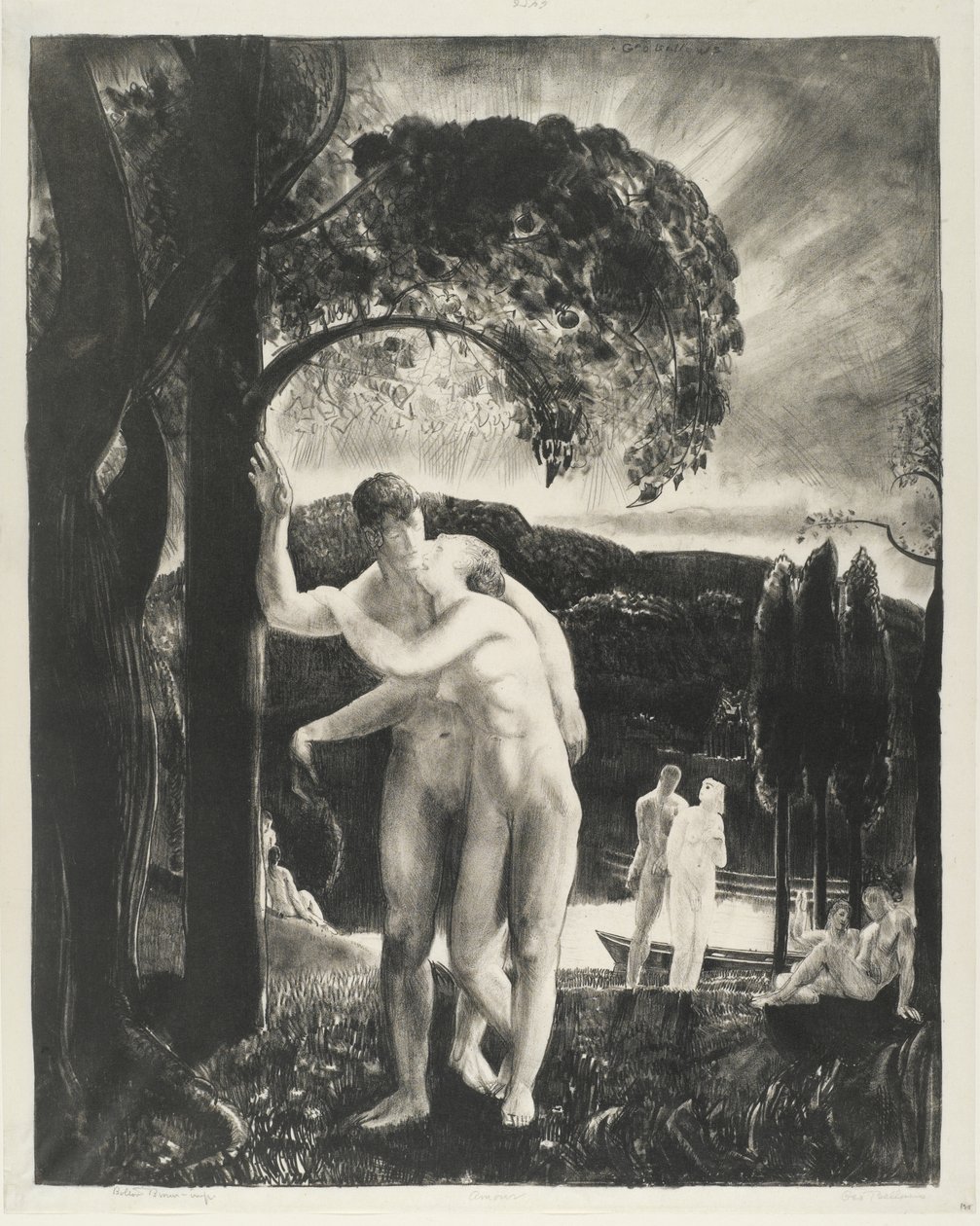 Amour, Homens como a série dos deuses, 1923 (litho no papel de wove) de George Wesley Bellows