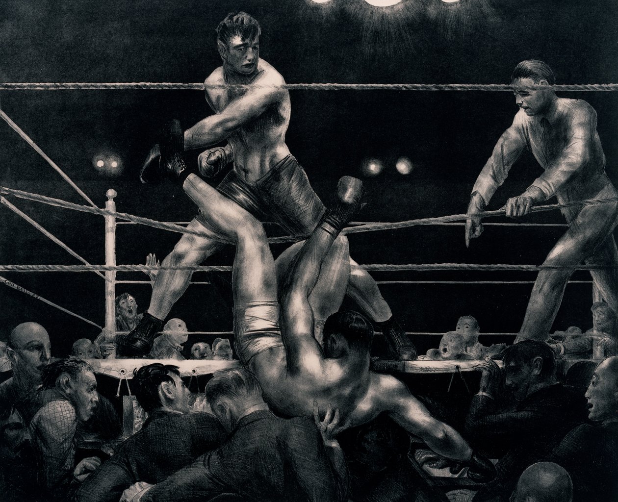 Dempsey e Firpo, 1923-24 de George Wesley Bellows