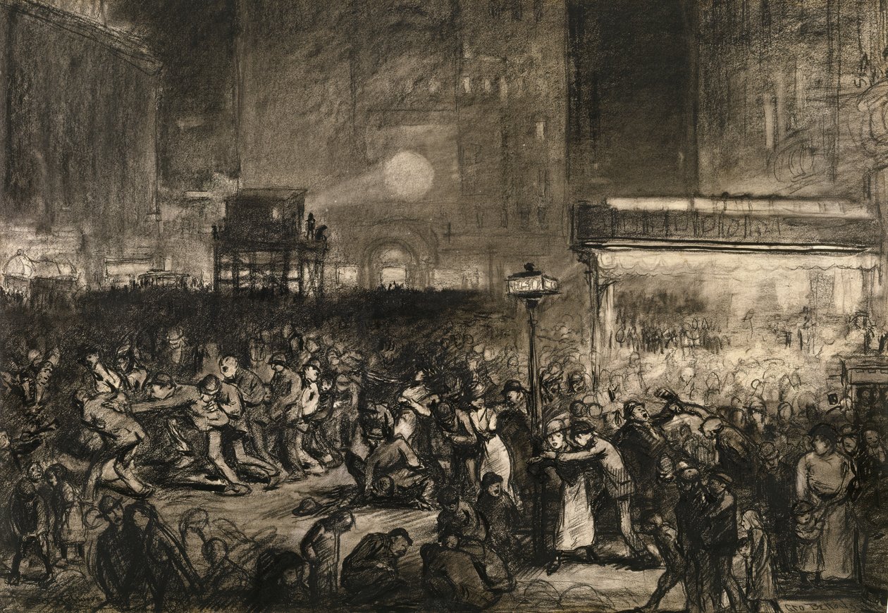 Noite da eleição Times Square, 1906. de George Wesley Bellows