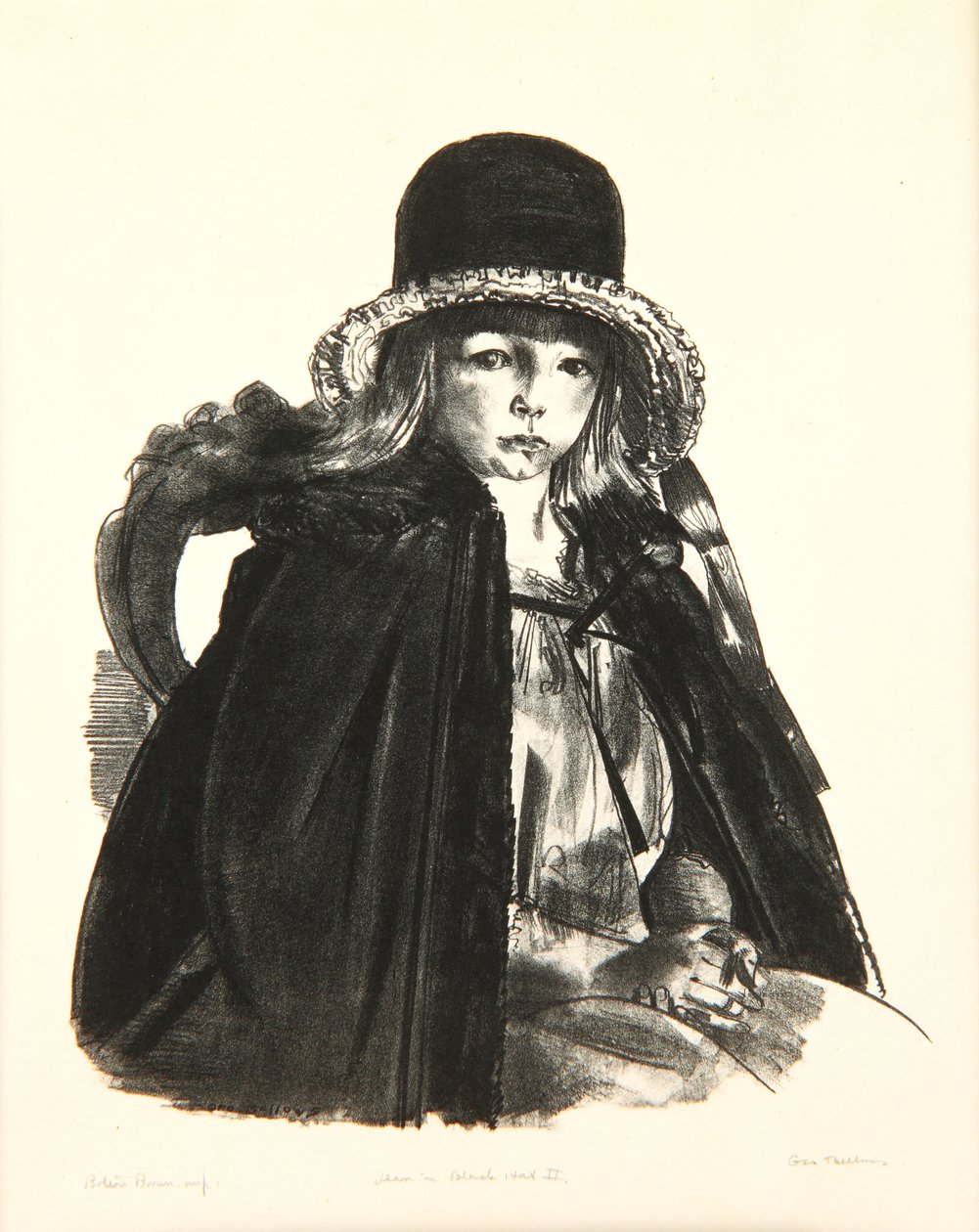 Jean em um chapéu preto, 1923-24 de George Wesley Bellows