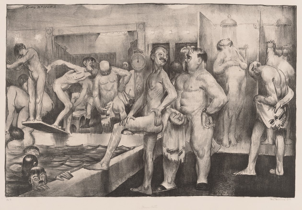 O Banho de Chuveiro, 1917. de George Wesley Bellows
